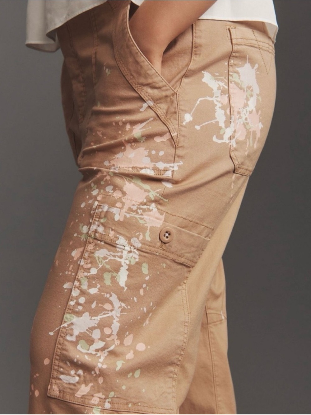Pilcro Peach Painter-Splatter Wide Leg Pants - Picture 2 of 9
